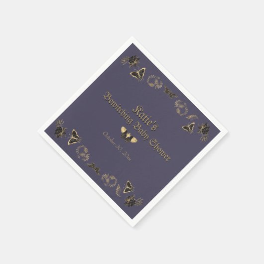 ダークゴビクトリアンシックハロウィーンベイビーシャワー スタンダードカクテルナプキン (角)