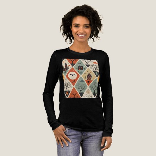 ダークゴースト柄 トライブレンドTシャツ (正面全体)