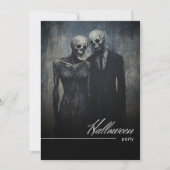 ダークゴーリッシュカップルブラック&ホワイトハローウィンパーティ 招待状 (正面)