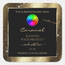 ダークゴールデングリッターフレーム製品ラベル(ロゴ付き) スクエアシール