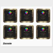 ダークゴールデングリッターフレーム製品ラベル（ロゴ付き） スクエアシール (シート)