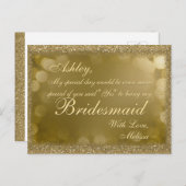ダークゴールデングリッター – あなたは私の花嫁のメイドになるの? インビテーションポストカード (正面/裏面)