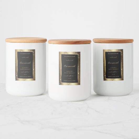 ダークゴールデンスパークルグリッターフレーム製品ラベル フードラベル (ボトル)