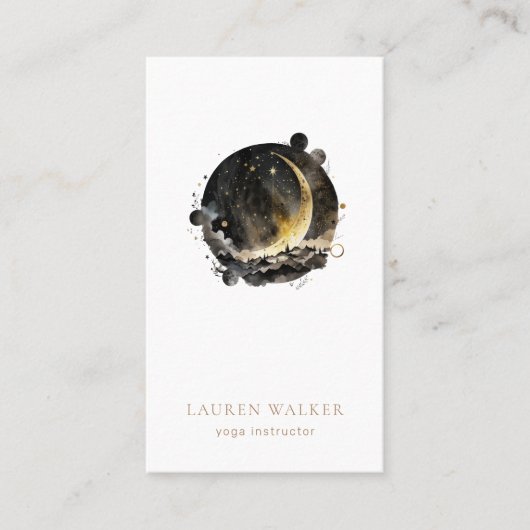 ダークゴールデンムーンフェイズヨガスタジオ名刺 名刺 (正面)