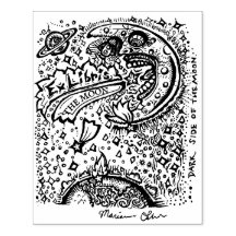 ダークサイドオブザムーン蔵書票ウッドアートスタンプ