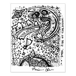 ダークサイドオブザムーン蔵書票ウッドアートスタンプ ラバースタンプ