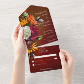 ダークサマーエレガントサンセットフローラNo Dinner オールインワン招待状 (貼ってはがせる)