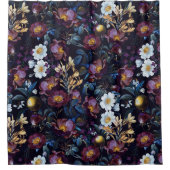 ダークサマーガーデン – ヴィンテージレッドテコテージバラ シャワーカーテン (正面)