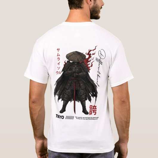 ダークサムライ武者鎧兜 和風ゴシック浪人T Tシャツ (裏面)