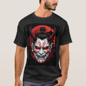 ダークサムライ鬼マスク赤月ゴシックTシャツ Tシャツ (正面)