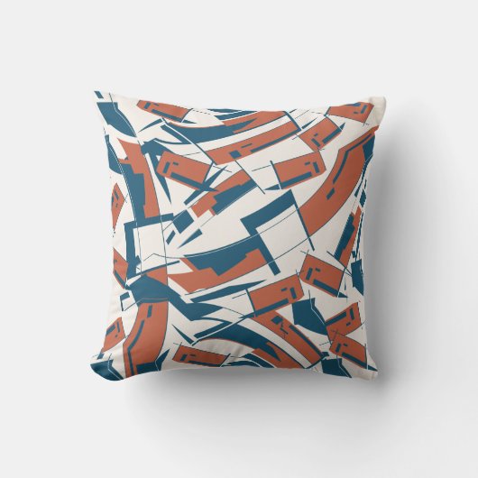 ダークサンゴターコイズ斜めピースMCMルックモチーフ クッション (正面)