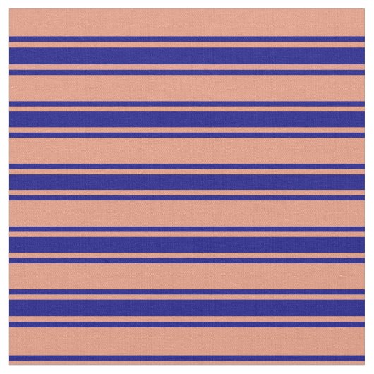 ダークサーモンとブルーカラーパターン ファブリック (クローズアップ)