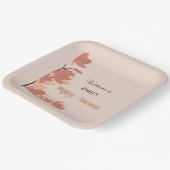 ダークサーモンクリームとブラウンフォークアートシャワー ペーパープレート (傾斜あり)