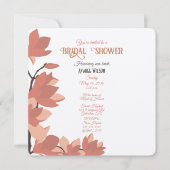 ダークサーモンクリームとブラウンフォークアートシャワー 招待状 (正面)