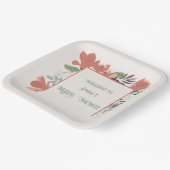 ダークサーモングリーンブルーとパープルフォークアート ペーパープレート (傾斜あり)