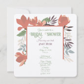 ダークサーモングリーンブルーとパープルフォークアート 招待状 (正面)