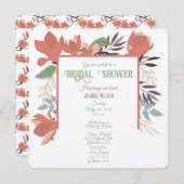 ダークサーモングリーンブルーとパープルフォークアート 招待状 (正面/裏面)