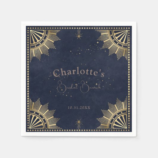ダークシアルサンアンドムーンブライダルブルンチシャワー スタンダードカクテルナプキン (正面)