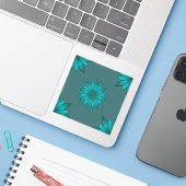 ダークシアン地にテイルリーフの曼荼羅デザイン シール (ノートパソコンとiPhone)