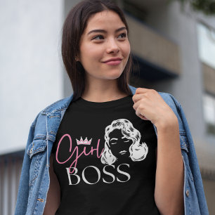 ダークシックガールボス引用文ストロングウーマンタイポグラフィ Tシャツ