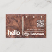 ダークシモダンェード木目のはっきりしたタイポグラフィこんにちは 名刺 (正面)