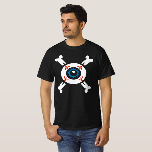ダークシャツのアイボール&クロスボーン Tシャツ (正面フル)