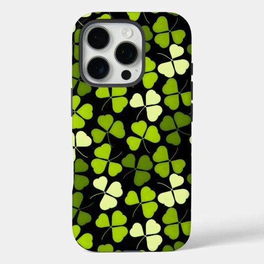 ダークシャムロックパターングリーンとブラック Case-Mate iPhoneケース (裏面)