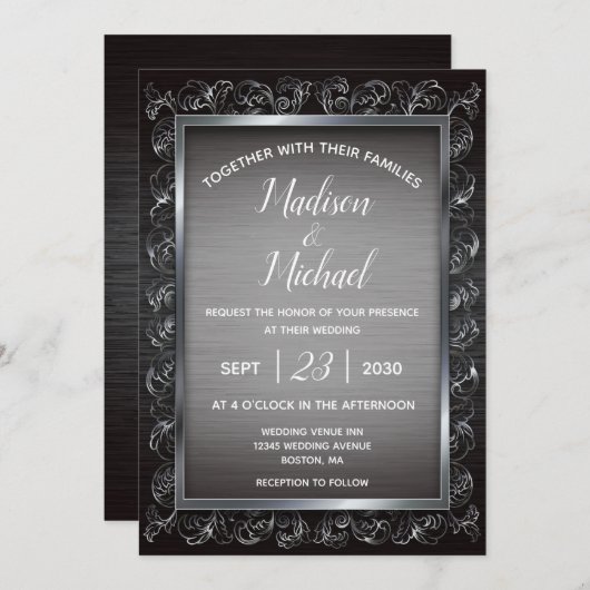 ダークシルバーグランジメタル結婚ズ 招待状 (正面/裏面)