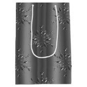 ダークシルバー雪の結晶クリスマス ミディアムペーパーバッグ (裏面)