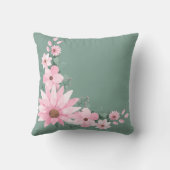 ダークシーグリーン&ピンクフローラ装飾用クッション クッション (裏面)