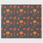 ダークシームレスラッピング紙：居心地の良い秋リーフ喜び ラッピングペーパー (フラット)