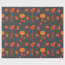 ダークシームレスラッピング紙：居心地の良い秋リーフ喜び ラッピングペーパー