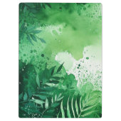 ダークジャングルの緑の水色の手描きテクスチャ クリップボード (裏面)