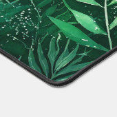 ダークジャングルの緑の水色の手描きテクスチャ デスクマット (コーナー)