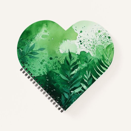 ダークジャングルの緑の水色の手描きテクスチャ ノートブック (正面)