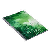 ダークジャングルの緑の水色の手描きテクスチャ ノートブック (右側)