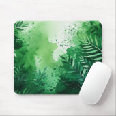 ダークジャングルの緑の水色の手描きテクスチャ マウスパッド (マウス)