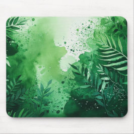 ダークジャングルの緑の水色の手描きテクスチャ マウスパッド