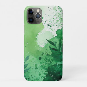 ダークジャングルの緑の水色の手描きテクスチャ iPhone 11 PROケース