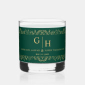 ダークジャングルグリーン金ゴールド縁どリーフフローラ結婚ズ ウイスキーグラス (裏面)