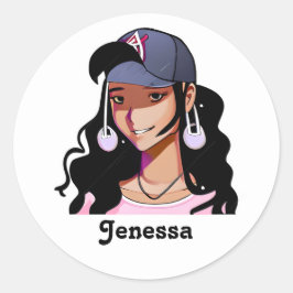 ダークスキンのアニメガールパーソナライズされた ラウンドシール