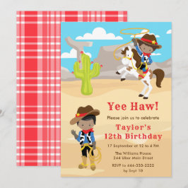 ダークスキンのカウボーイの誕生日パーティー 招待状