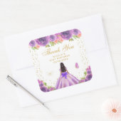 ダークスキンのプリンセスの誕生日パーティー - 紫の花 スクエアシール (封筒)
