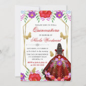 ダークスキンウーマンメキシコフローラドレスキンセアニラ 招待状 (正面)