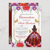 ダークスキンウーマンメキシコフローラドレスキンセアニラ 招待状 (正面/裏面)