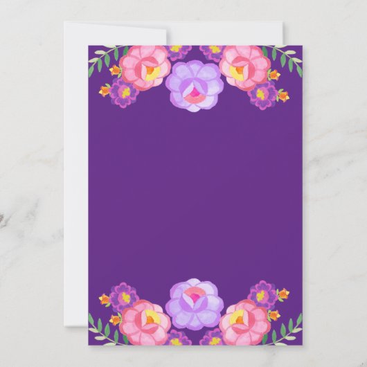 ダークスキンウーマンメキシコフローラドレス甘い16 招待状 (裏面)