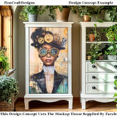 ダークスキンスチームパンク女性コラージュDK1Rデコページ 薄葉紙