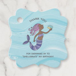 ダークスキンパープルマーメイドとウミガメ誕生日 フェイバータグ