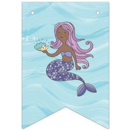 ダークスキンパープルマーメイドザシー誕生日 バンティングフラッグ