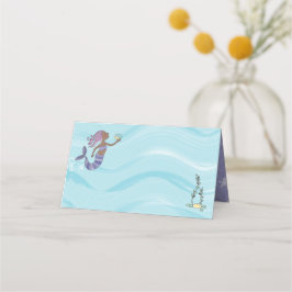 ダークスキンパープルマーメイド誕生日 プレイスカード